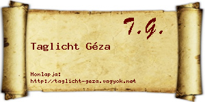 Taglicht Géza névjegykártya